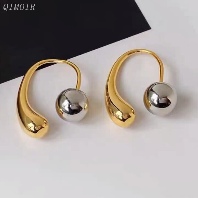 Kropla wody okrągła kula metalowe kolczyki dla kobiet miedź projektant style Retro luksusowa nowa moda Party biżuteria dziewczyny prezenty C1187