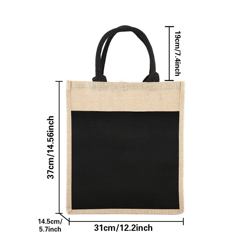 حقيبة حمل من الكتان قابلة لإعادة الاستخدام للنساء ، حقيبة كتف واحد ، طباعة نمط ديزي ، حقيبة تسوق البقالة