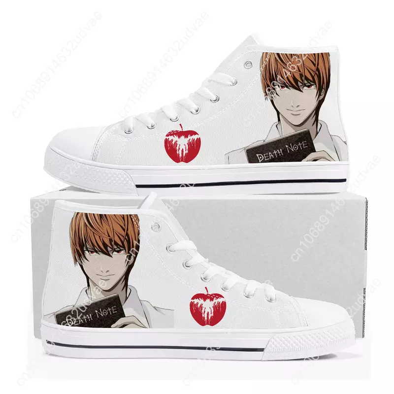 Death Note Yagami Light L High Top Sneakers Mens Womens Teenager Canvas Sneaker High Quality Casual Couple Shoes Custom Shoe