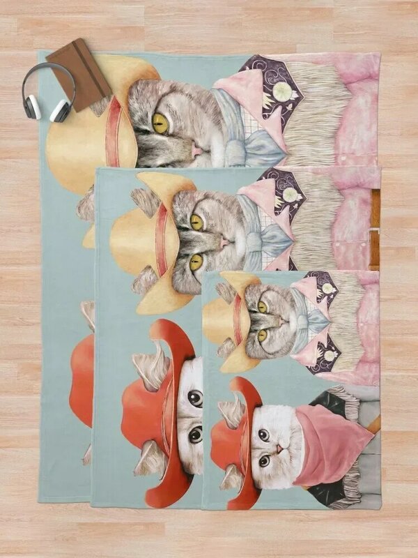 Cowboy Cats Throw Blanket funny gift For Sofa Thin anime Blankets
