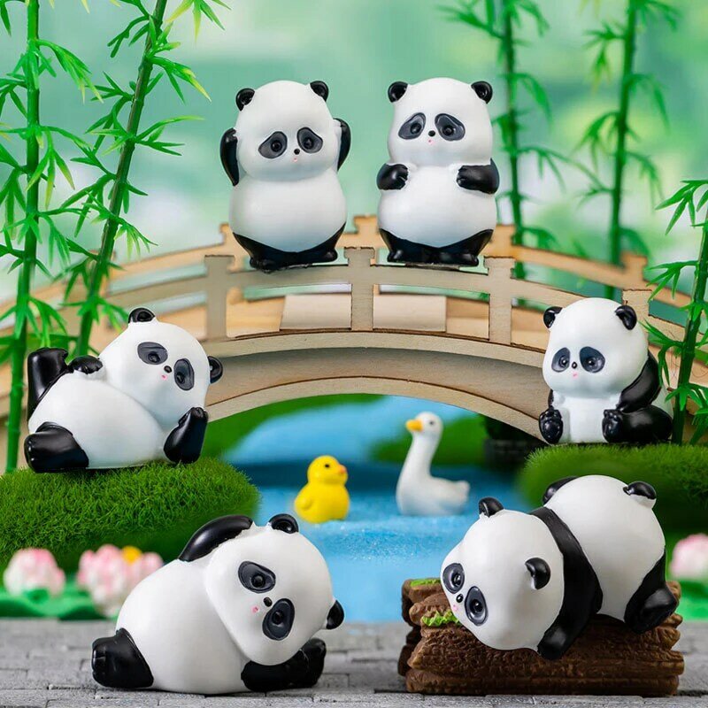 Simpatico cartone animato Panda giocattolo figurine accessori miniature Mini ornamento Ggarden fai da te
