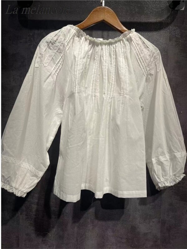 Женская хлопковая блузка с вышивкой, элегантная Свободная белая рубашка с рукавами-фонариками, лето 2024