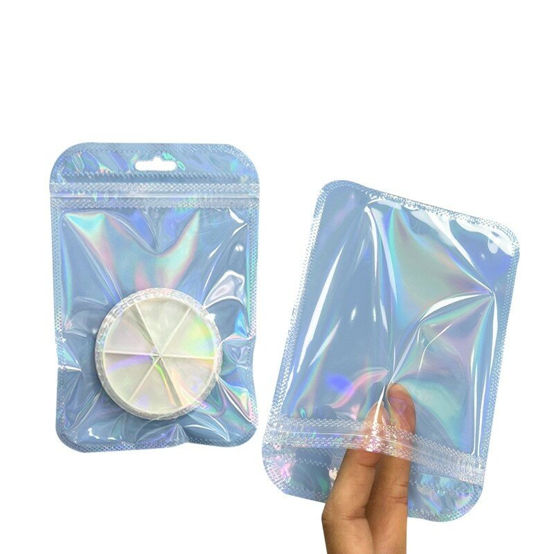 Small Holographic Plastic Zipper Jewelry Bag, Foil Pouch para Beads Food Storage, Small Business Packaging Supplies, 50Pcs