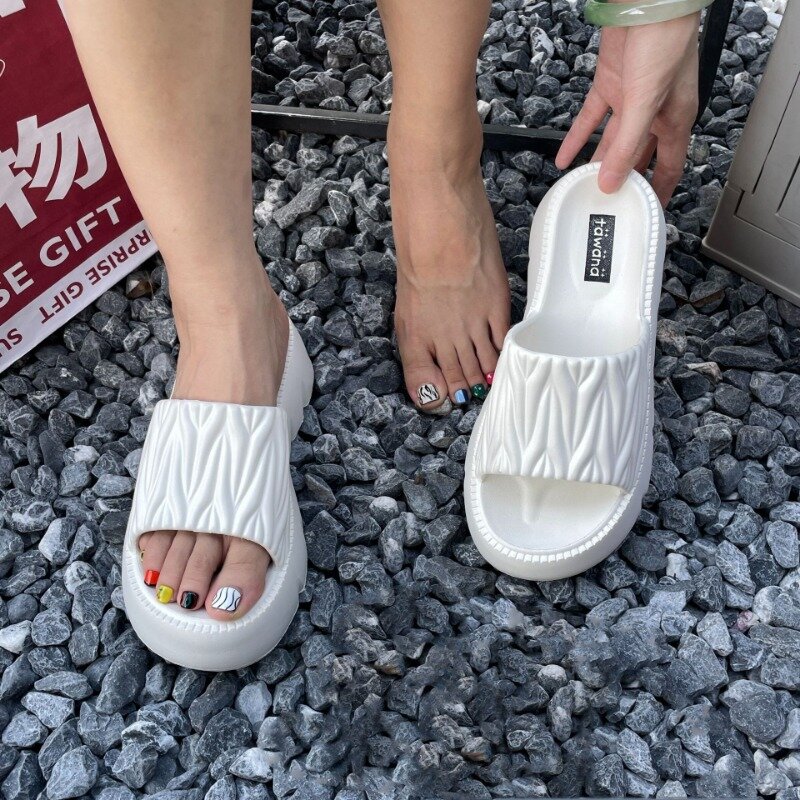 Mode Dikke Slippers Thuis Platform Slippers Zomer Bovenkleding Sandalen Anti Slip Verhoogde Hak Strand Zomer Casual Dames Slippers