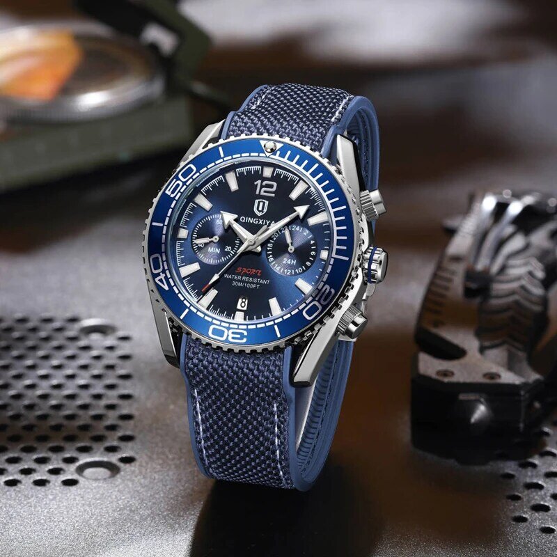 Trend Mode Uhren für Männer Sport wasserdichte Silikon armband Mann Chronograph Auto Datum Anzeige männliche Quarz Armbanduhr reloj