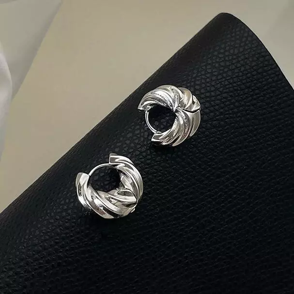 Женские серьги-кольца из серебра 925 пробы, с круглым винтом
