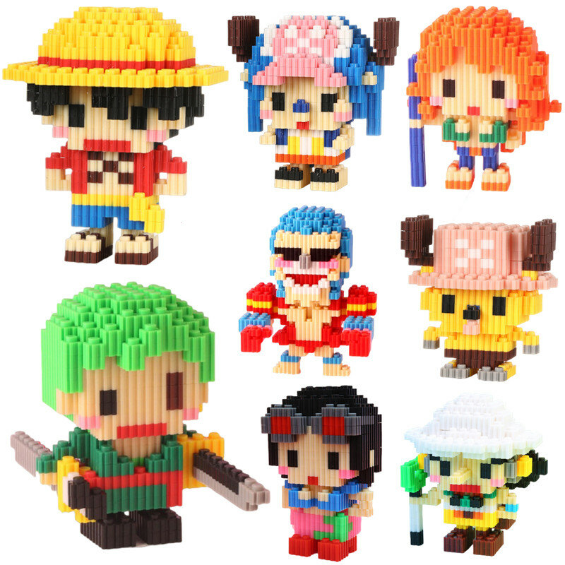 Mini bloques de construcción de Anime, Luffy, Joe Ba, Sorong, Chopper, modelo 3D, ensamblaje de bricolaje, modelado, figura educativa, juguete