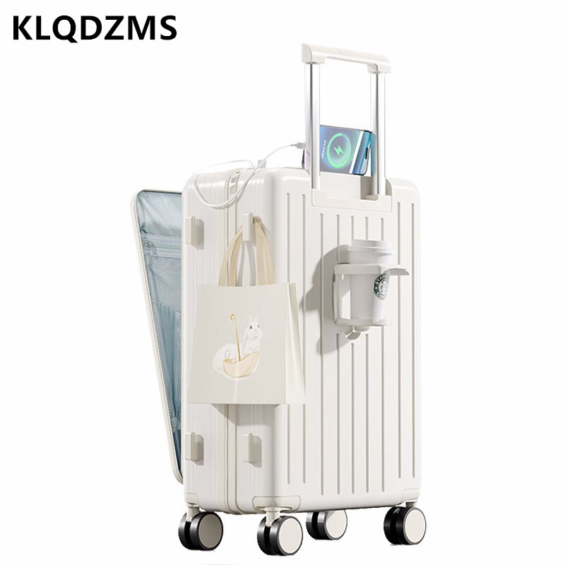 KLQDZMS koper ringan beroda, pengisi daya USB bagasi tahan jatuh multifungsi 20 "24" 26 "inci