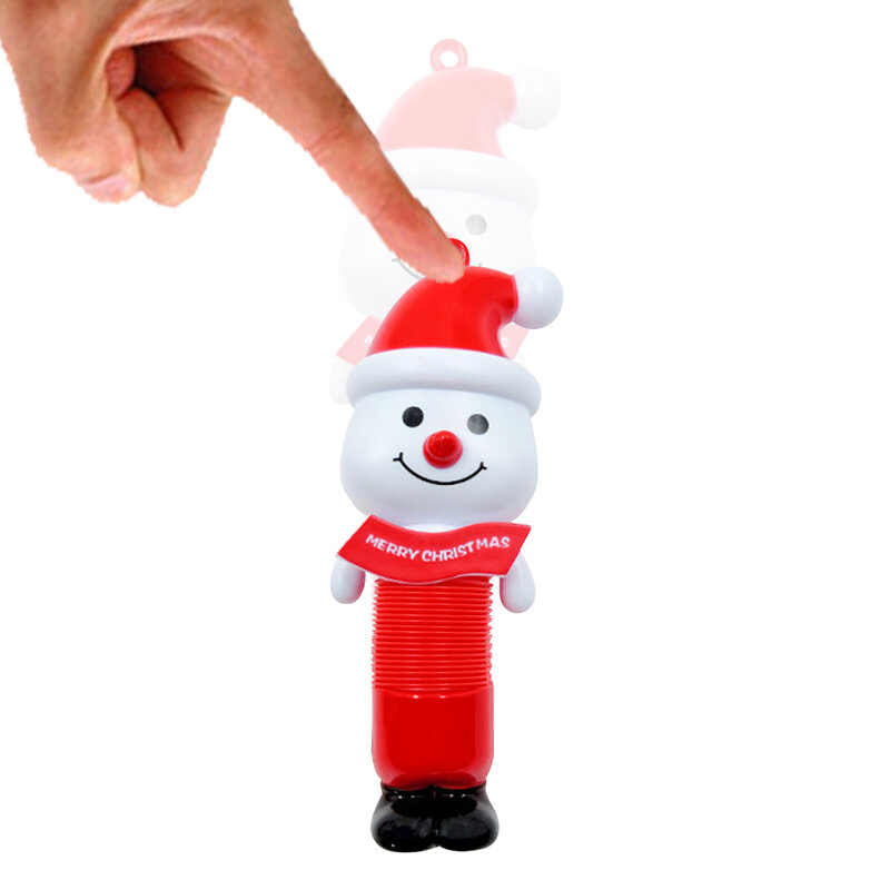 คริสต์มาส Pop หลอด Lighted LED Sensory ของเล่น Santa Snowman ยืดดึงหลอดของขวัญเด็กวัยหัดเดิน Luminous Popping Party Supplies