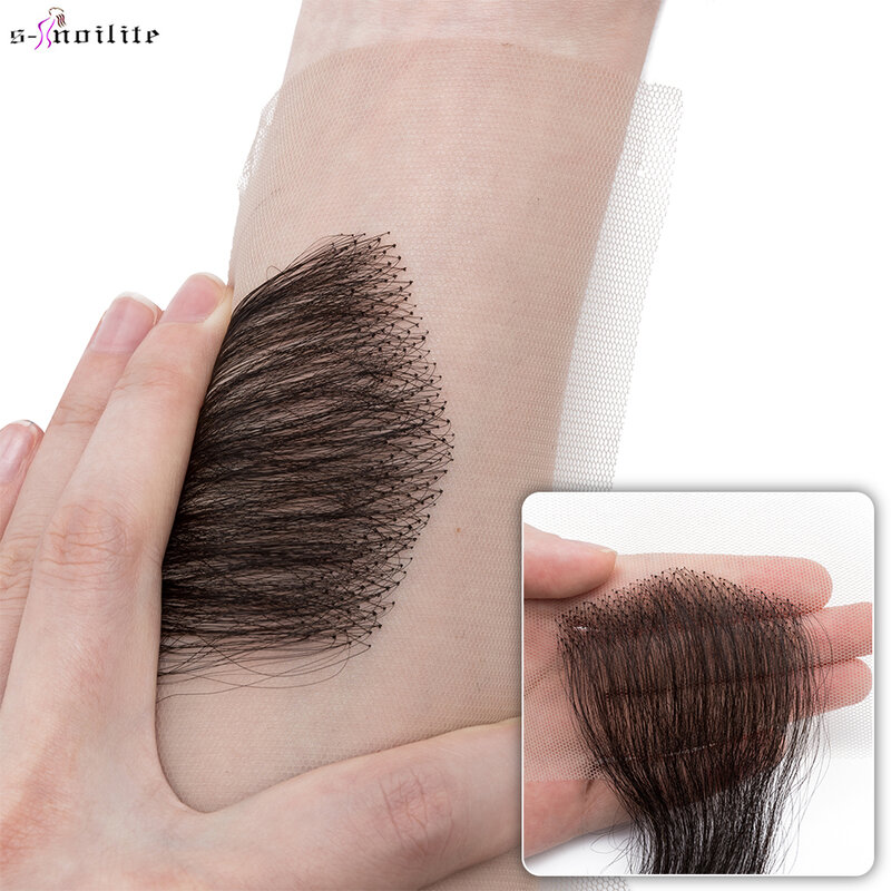 S-noilite 10Inch Lace Hair Toppers Hair Patch Hand Crochet Natural Human Hair Replacement Capillary Prothesis Invisible Temple