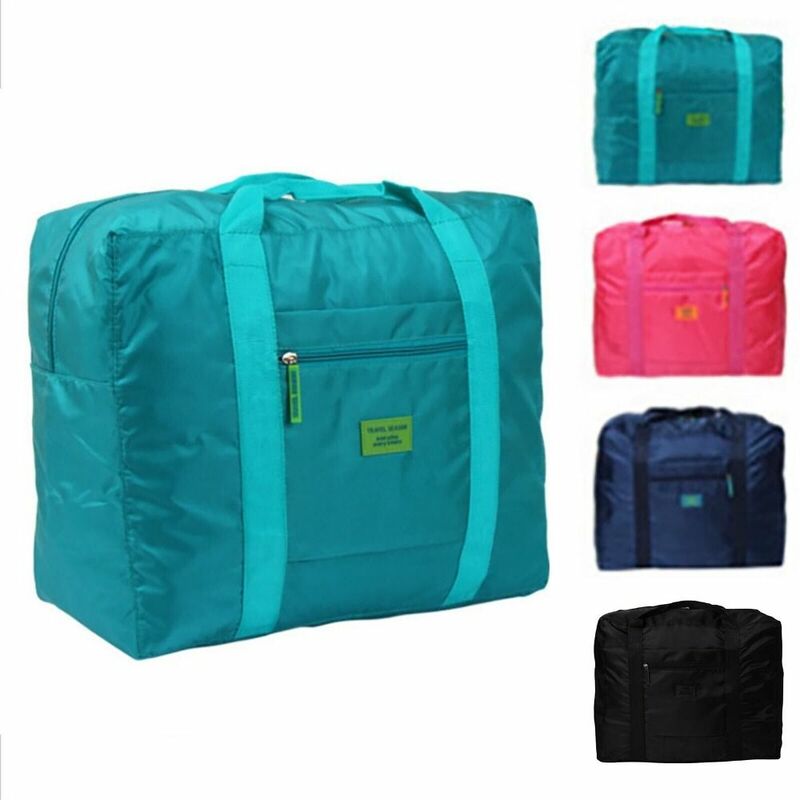 Bolsa de equipaje de viaje de nailon portátil, bolso de Fitness plegable ligero, gran capacidad, agarre de mano, bolsa de almacenamiento de ropa