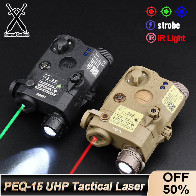 WADSN Tactical Airsoft UHP AN PEQ 15 PEQ-15 LA5C Red Dot Green Blue Laser Indicator IR Weapon Scout LED AR15 Light Fit 20MM Rail