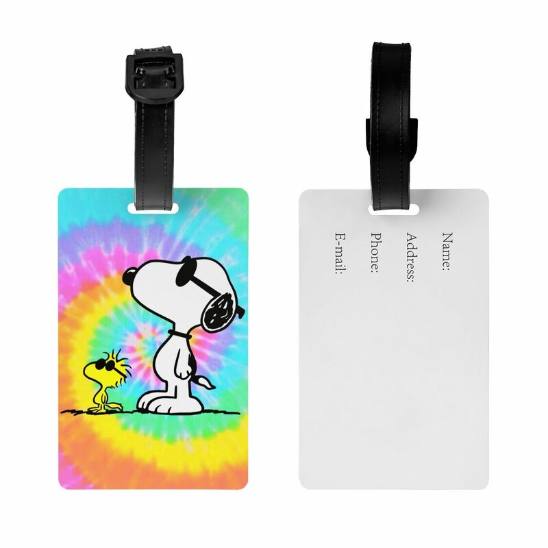 Tag bagasi Snoopy kartun lucu kustom untuk koper Tag bagasi Mode penutup privasi Label ID