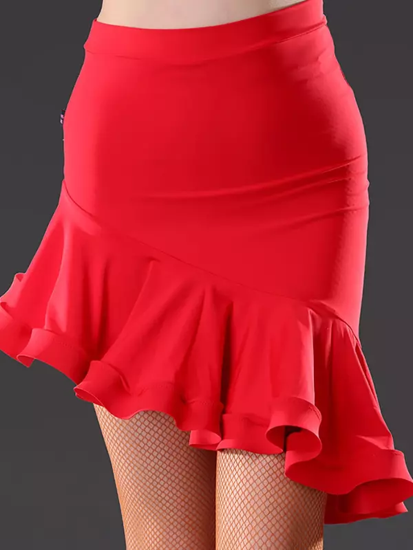 Adult Latin Dance Women Fishbone Cha Cha Samba Dancewear Performance Clothes Costume Bottom Training Dress Irregular Half Skirt