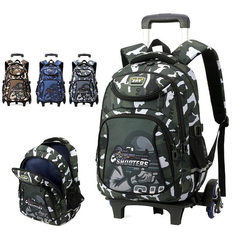 Children School Backpack for Kids Boy Wheeled Bag Student Backpack Trolley School bag with Wheels Rolling Luggage Book Bag
