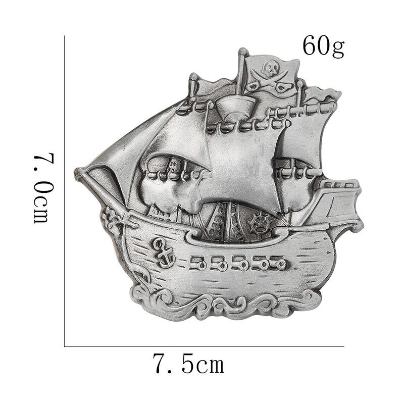 Boucle de ceinture en alliage de Zinc pour homme et femme, accessoire fait à la main, motif de voilier, Cowboy occidental, 3.8-4cm