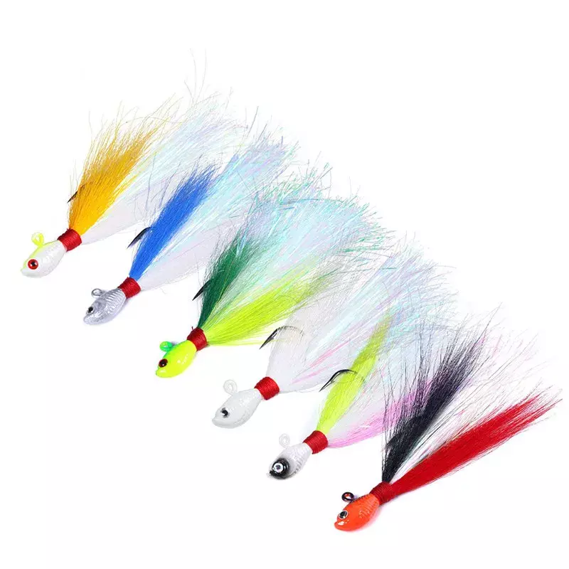 Bait Multicolor Trout Bass Jig Fishing Head Hook Fishing Bucktail Jig Fishing Accessories