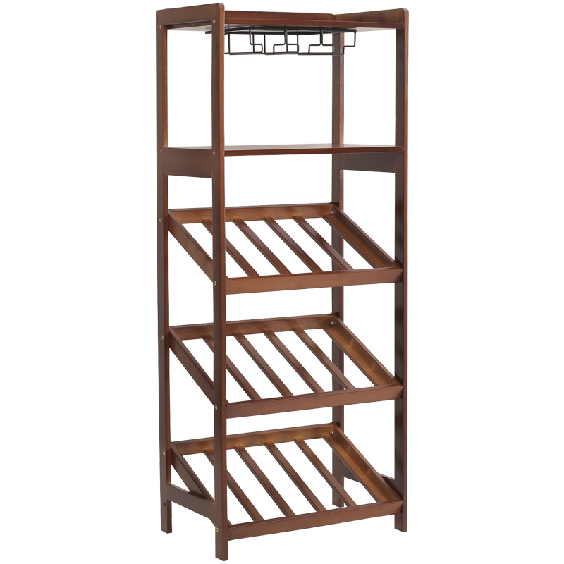 53x33x130cm Wine Cabinet with Stainless Steel Cup Holder Single Door Restaurant Small Wine Shelf Solid Wood LivingRoom WineCase