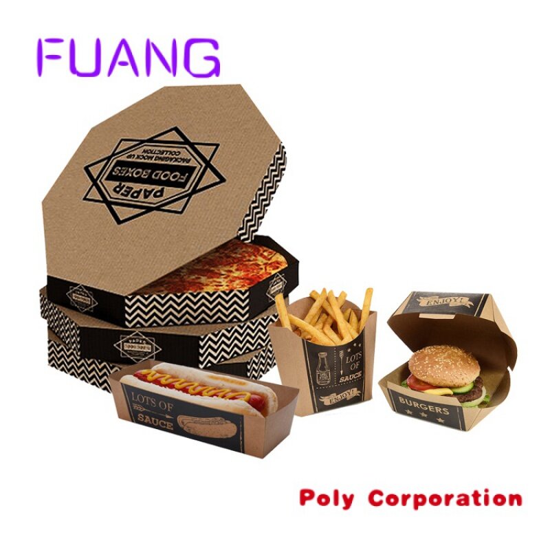 Großhandel Öko 12 14 Zoll 35cm Wellpappe Chips Verpackung individuell bedruckt zum Mitnehmen Kraft papier Lebensmittel Pizza Burger Boxen mit Logo