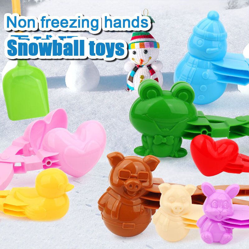 Pembuat bola salju klip untuk anak-anak kepingan salju hati katak babi kelinci cinta bentuk klip penjepit untuk luar ruangan bola salju cetakan mainan olahraga