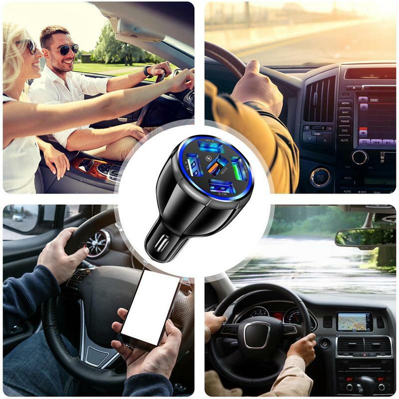 USB 차량용 충전기 어댑터, 5 포트 차량 라이터 어댑터, QC3.0 고속 충전기, 자동차 인테리어 액세서리, USB 장치, GPS 장치
