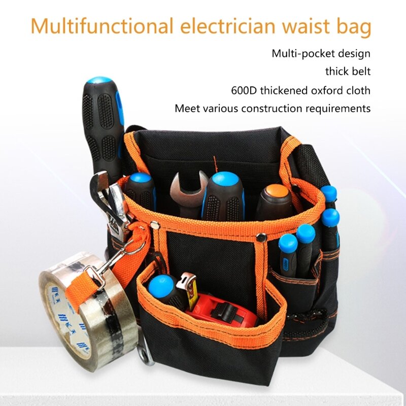 8-bolsos eletricista saco da cintura 600d oxford pano ferramenta saco manutenção eletricistas especiais cinto saco para ferramentas de ferragem