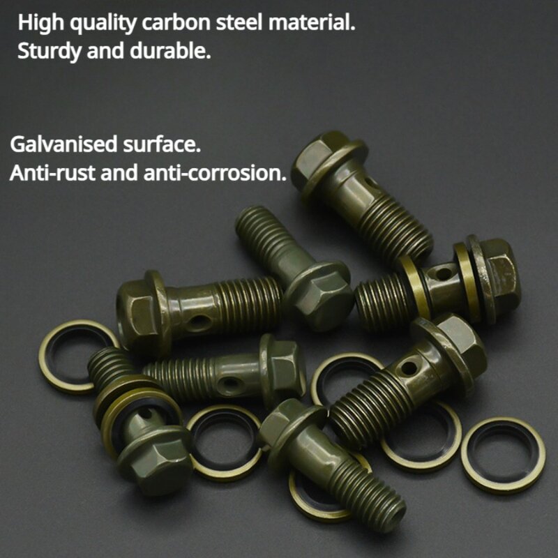 M8 M10 Motorcycle Upper Pump Lower Pump Disc Brake Fuel Hose Hollow Screws and Oil Seal Gaskets for Motocross Dirt Bike Scooter