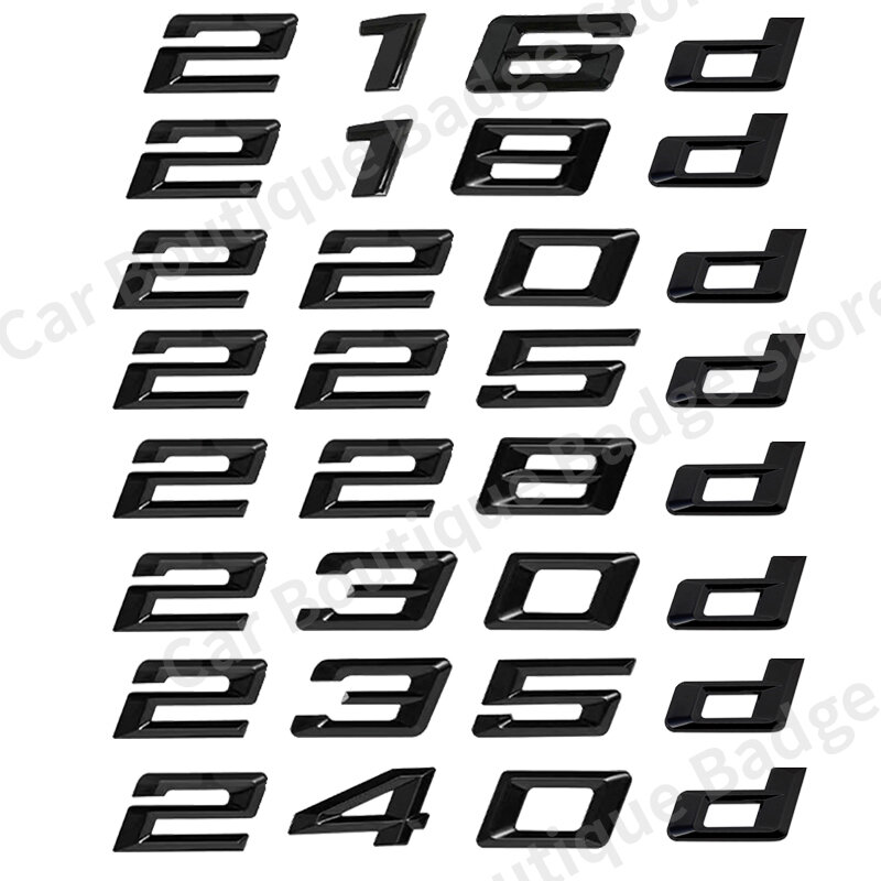 Letras ABS para maletero de coche, insignia de logotipo, emblema, calcomanía, pegatina para BMW Serie 2, 216d, 218d, 220d, 225d, 228d, 230d, 235d, 240d, F22, F23, F45, F46
