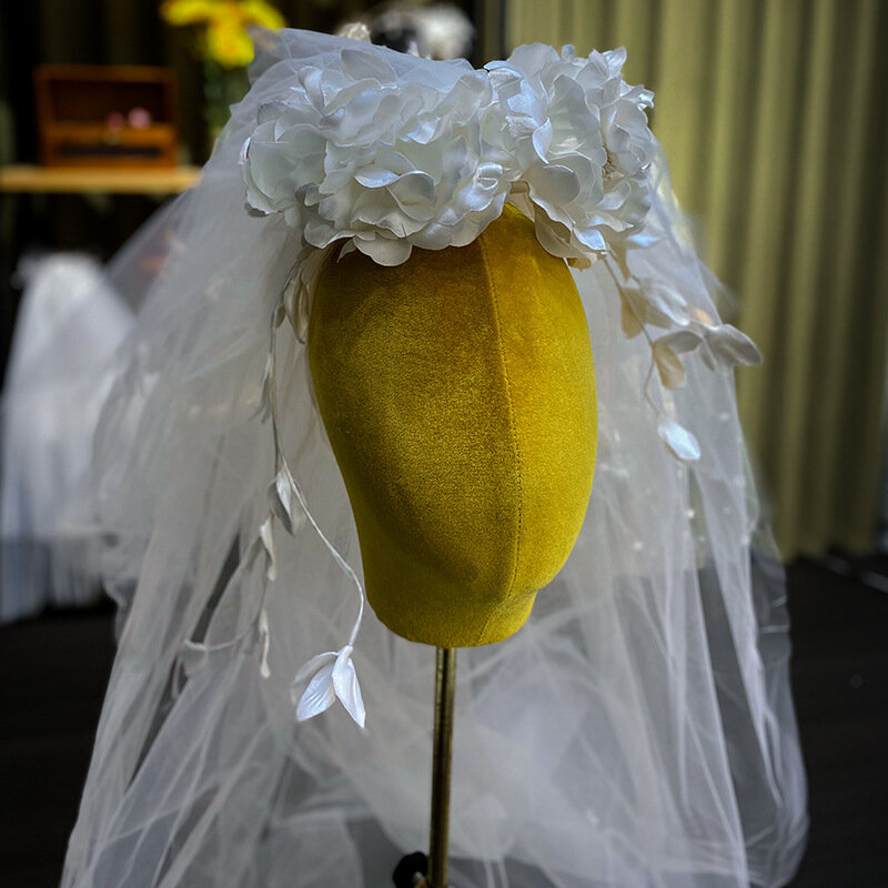 أناقة الرجعية زهرة ورقة الأوروبية العروس الحجاب الزفاف الزفاف امرأة تول اكسسوارات للشعر