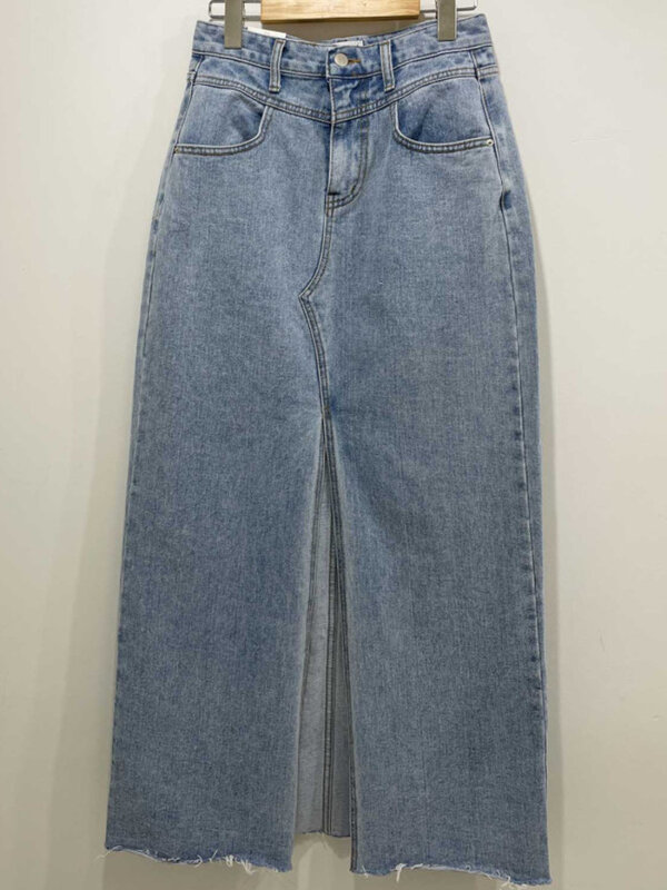 Jupe en Denim bleu Vintage pour femmes, jupe fendue, taille haute, mi-mollet, avec poches, nouvelle collection été 2023, H129
