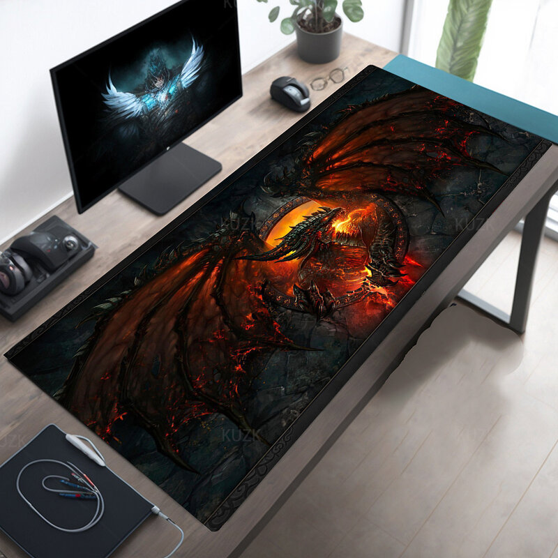 ドラゴンとフェニックス-アニメゲーミングマウスパッド,大型デスクトップマット,ゲーム,オフィス,コンピューター,キーボード