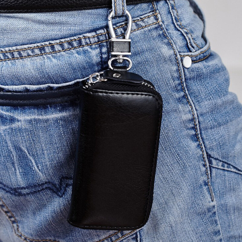 جلد طبيعي المفاتيح محفظة للرجال النساء المحمولة مفتاح صندوق منظم الحقيبة سيارة مدبرة المنزل مفتاح حافظة صغيرة عملة حامل بطاقة