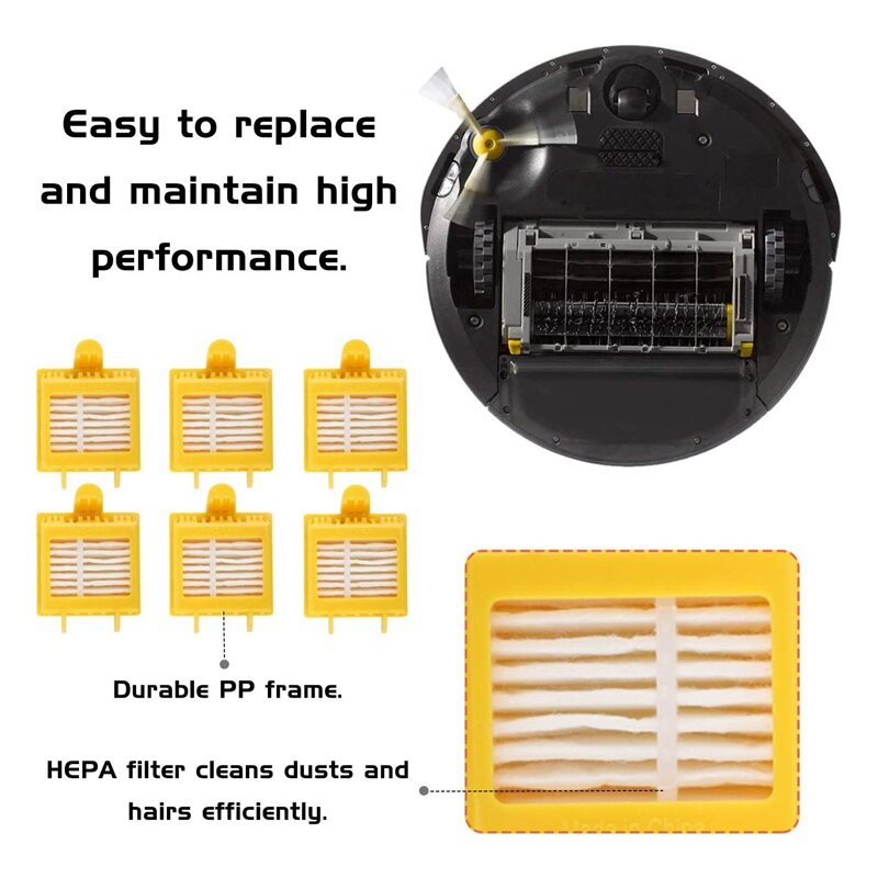 طقم فلاتر HEPA بديلة لـ Irobot Roomba ، فرش ، ملحقات مكنسة كهربائية ، سلسلة ، ، ، من من من من من نوع HEPA