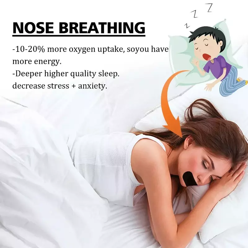 Parche antirronquidos, corrección de respiración nasal, mejora el sueño, promueve una mejor respiración, cinta de ortesis bucal portátil para dormir de noche