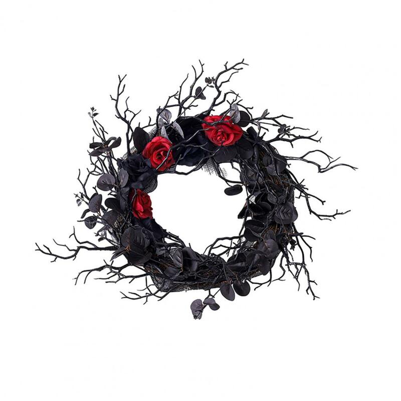 Венок на Хэллоуин, жуткая Реалистичная гирлянда из мертвой ветки, венок из черных цветов для праздничного украшения двери и стены