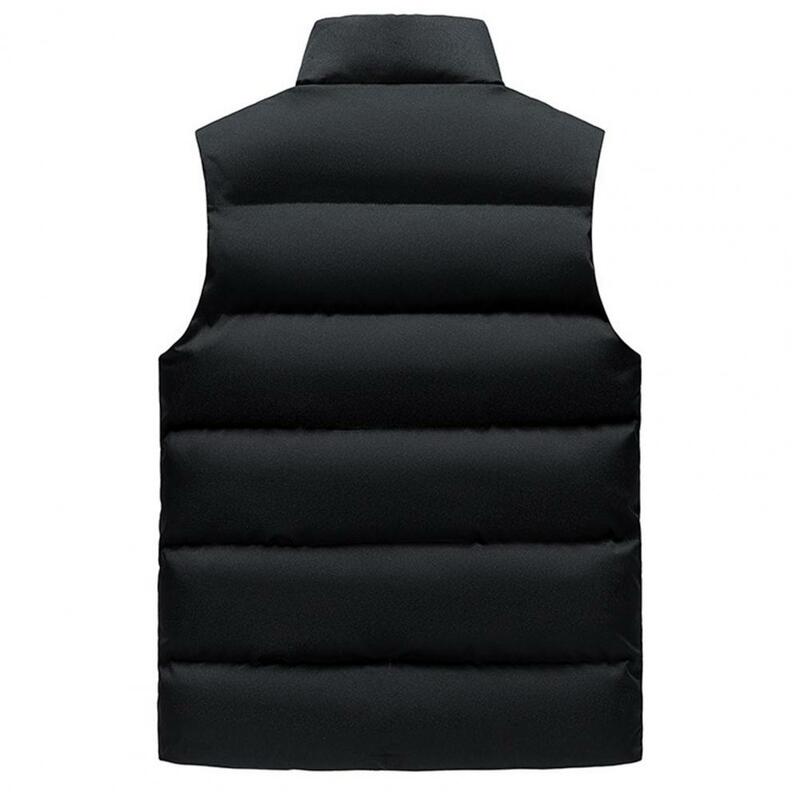Comfortable Men Vest Men's Winter Windproof Padded Vest with Stand Collar Zipper Closure for Neck Protection for Autumn