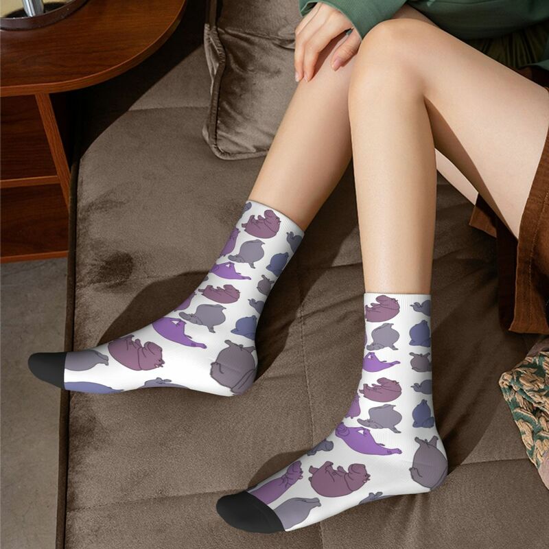 Фиолетовые и серые носки для тренировок в стиле хиппо, поглощающие пот чулки в стиле Харадзюку, всесезонные длинные носки, аксессуары для мужчин и женщин, подарки