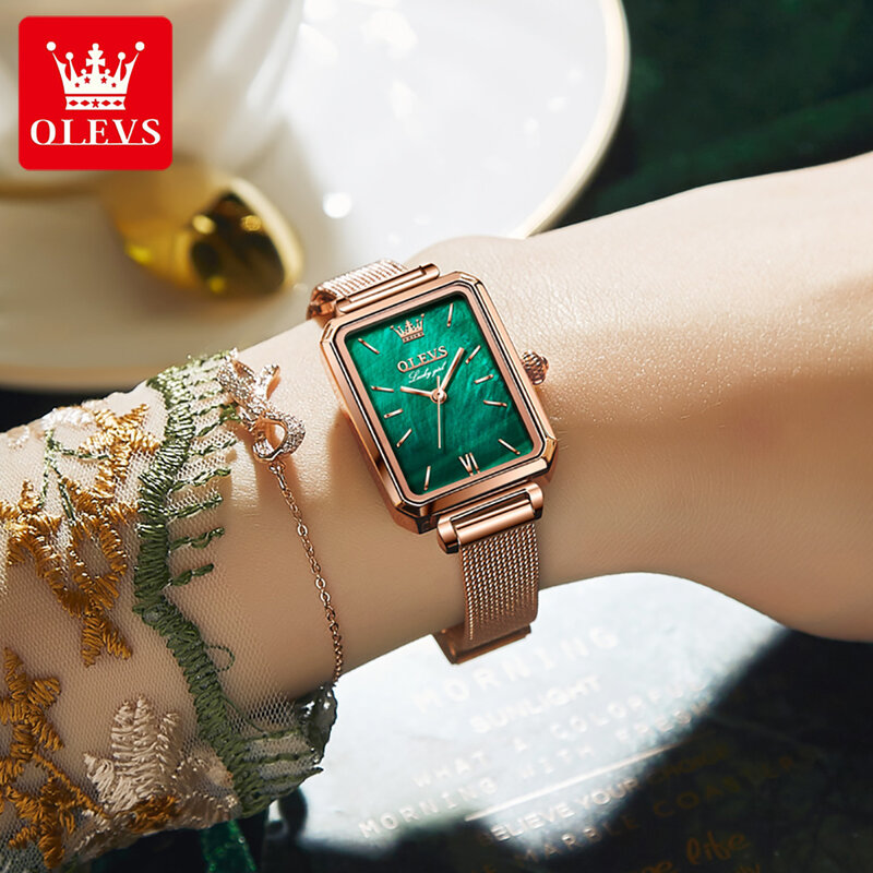 Relojes rectangulares minimalistas de lujo para mujer, correa de acero de malla milanesa elegante, ultrafino, resistente al agua, reloj de pulsera de cuarzo para mujer