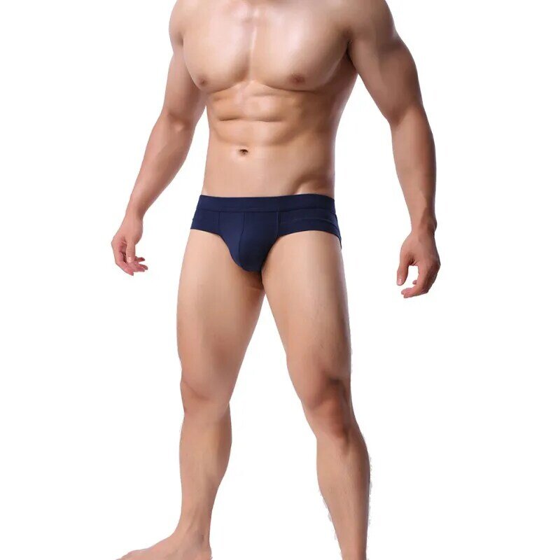 Super Soft Men's Solid Modal Briefs Mid-Waist Breathable Moisture-Wicking Underpants Seamless Casual Panties