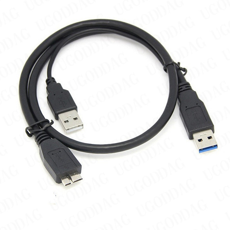 HDD 하드 드라이브용 USB 3.0 수-마이크로 USB 3 Y 케이블, 추가 USB 전원 USB3.0 수-마이크로 USB3.0 B 수 어댑터 케이블