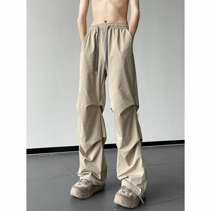 2023 Summer New Regular Solid Straight Loose Cargo Pants uomo Tactical escursionismo con coulisse pantaloni elastici in vita all'aperto A29