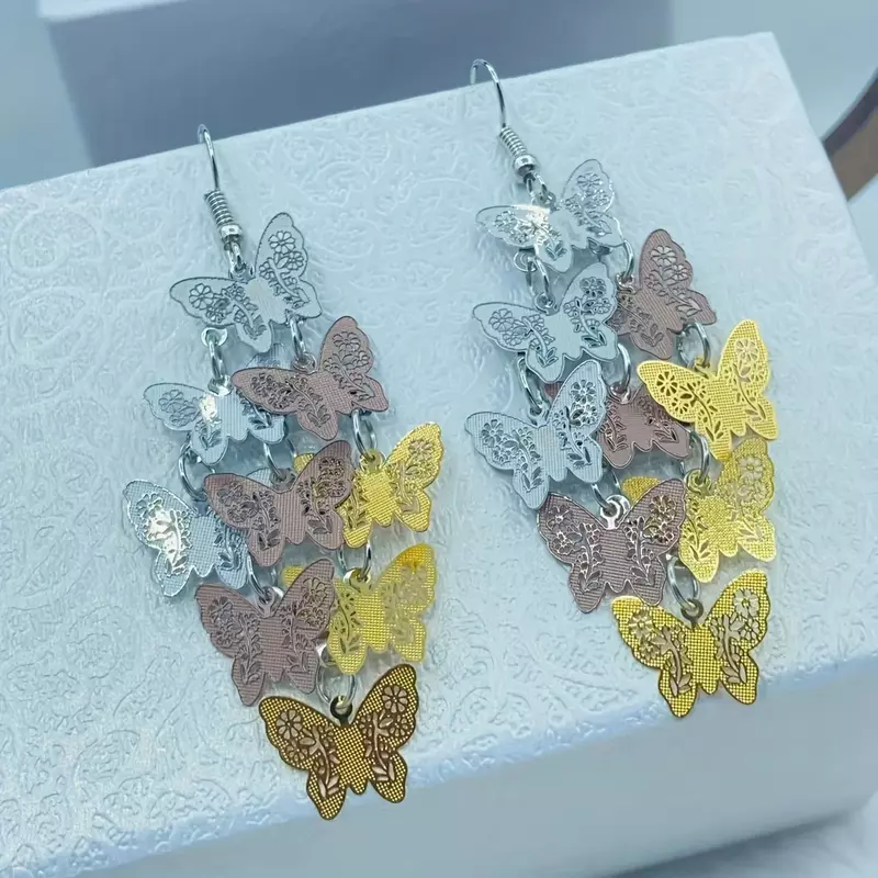 Vintage Drop Earrings Retro Butterfly Design Match Daily Outfits Party Accessories Perfect Spring Break, Summer Vacation Jewelry