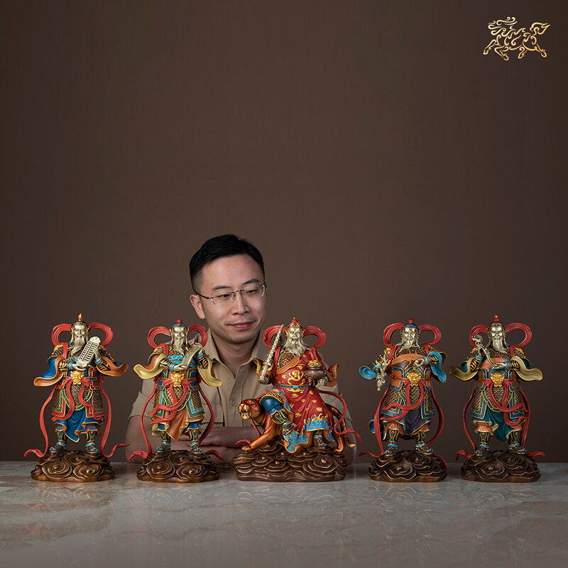 Grande Escultura Asiática 5 Deuses da Riqueza, Estátua da Boa Sorte, Home Company Shop, Traga Dinheiro, WU LU CAI SHEN, Grau Superior, 2023
