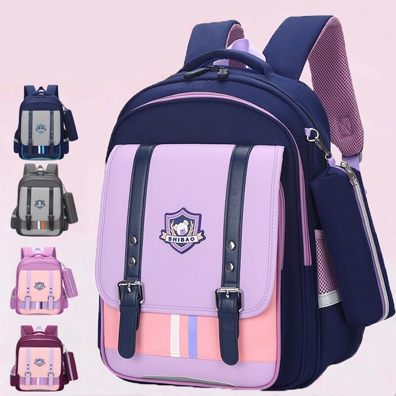Простые вместительные детские рюкзаки с мультипликационным рисунком для учащихся в возрасте от 6 до 12 лет, новые Светоотражающие школьные ранцы для девочек и мальчиков с сумкой для ручек