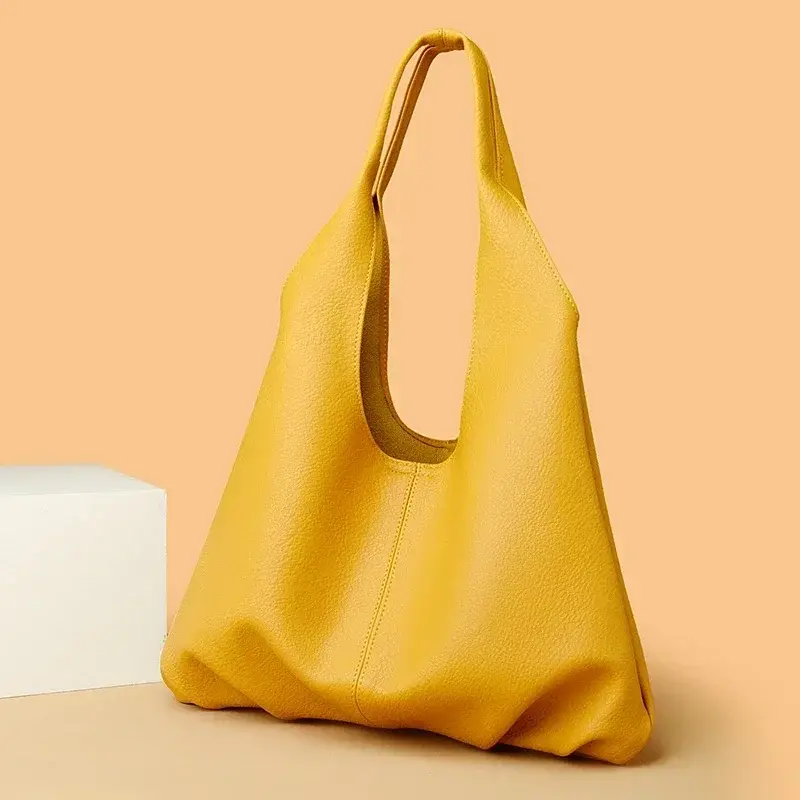 Pu solidne torby z grubej bawełny zwięzłe klasyczne damskie torby na ramię 2024Versatile Style moda nici do szycia leniwy styl torba na ramię