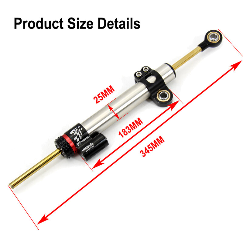 250MM 345MM Universal Motorcycle Adjustable Steering Damper Stabilizer For Yamaha MT10 MT07 MT09 ZX6R YZF R6 BMW S1000RR G1250GS