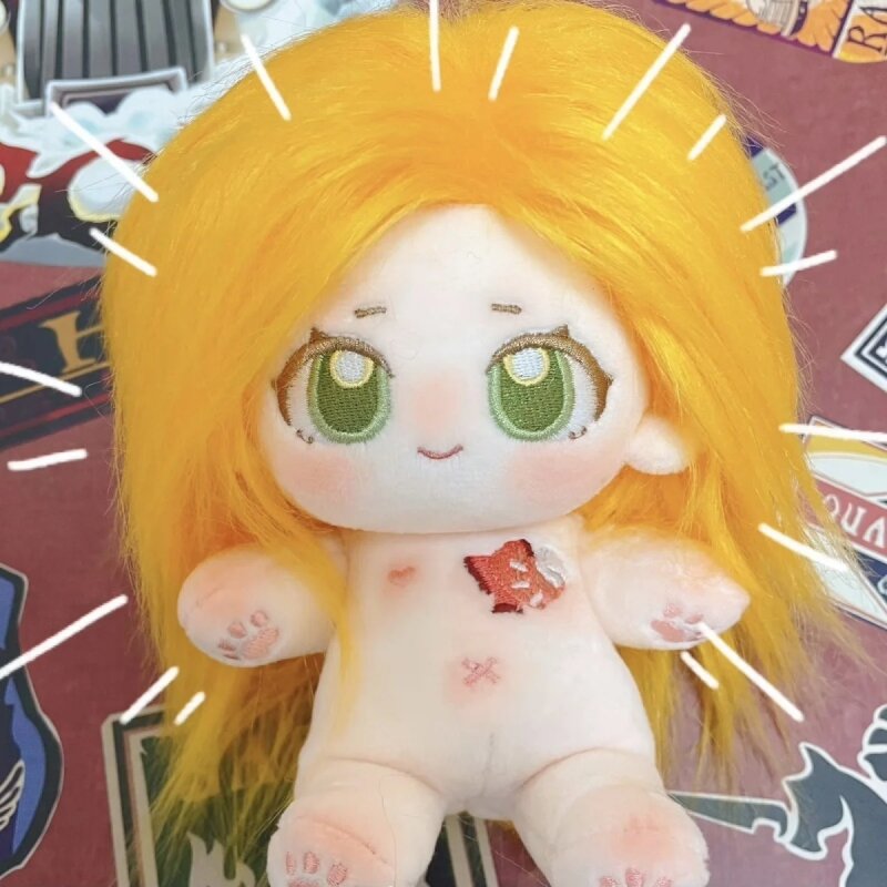 Permainan identitas V lucu Monster rambut kuning gadis 20cm boneka mewah mainan telanjang Plushie Cosplay 5985 hadiah anak-anak