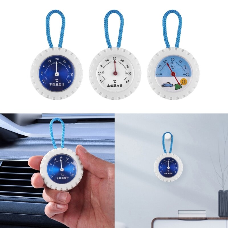 Car Temperature Gauge with Blue Dial Stylish & Functional Dashboard Thermometer Multifunctional Temperature Meter G6KA