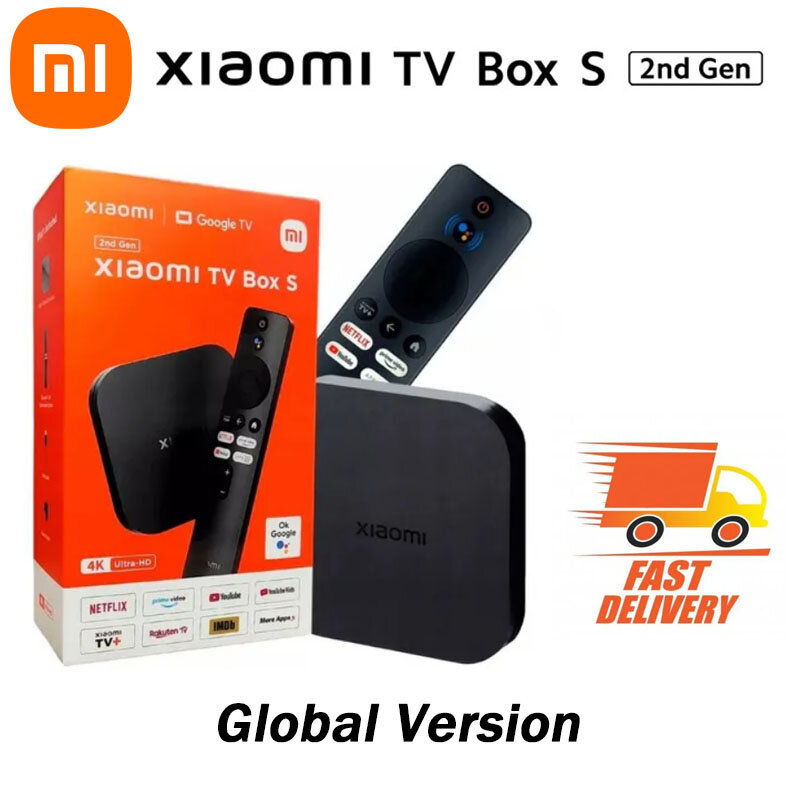 Xiaomi-Mi TV Box com Media Player, Versão Global, Mi Box S, Smart Mi Box S, Ultra HD, Google TV, Dolby Vision, HDR10 +, 2a Geração