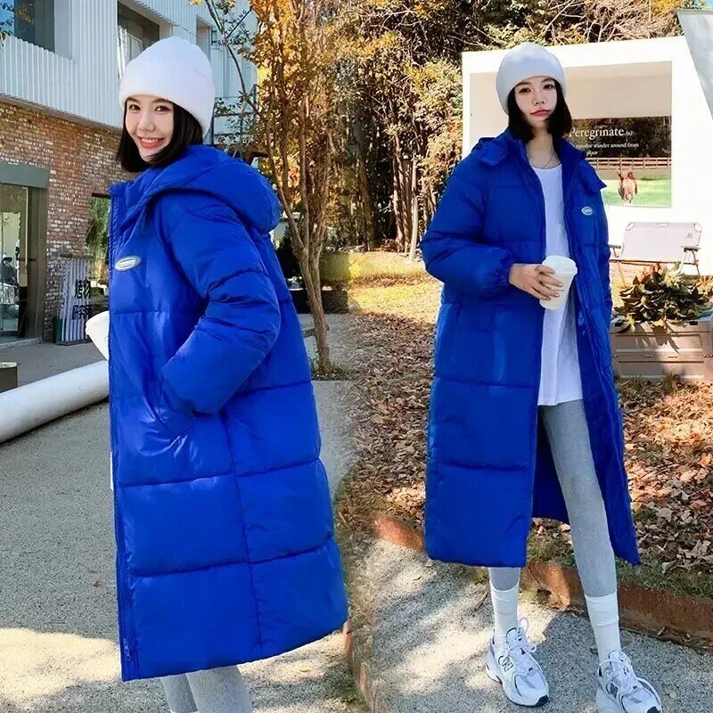 Doudoune longue en coton pour femme, veste d'hiver, plume coréenne, 2023